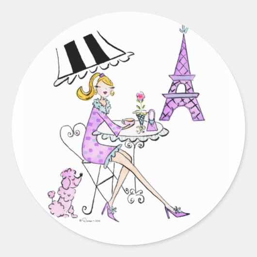 French Cafe Girl Stickers (Vorderseite)