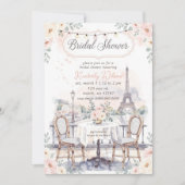 French Cafe Paris Theme Eiffel Tower Bridal Shower Einladung (Vorderseite)