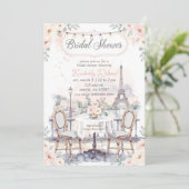 French Cafe Paris Theme Eiffel Tower Bridal Shower Einladung (Stehend Vorderseite)