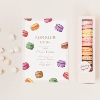 French Cafe Patisserie Macarons Sweet Baby Shower Einladung