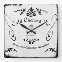 French Café Sign Clock