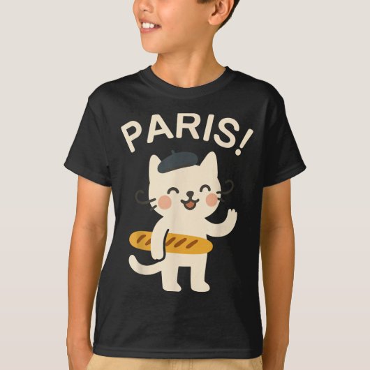 French Cat With Baguette Cute Cat Paris Funny Anim T-Shirt (Vorderseite)