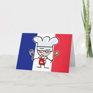 French Chef Greeting card design with flag Karte