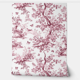 French Cherry Vintag Wallpaper Toile de Jouy Tapete