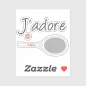 French Chic J'adore Tennis Player Retro Design Aufkleber (Blatt)