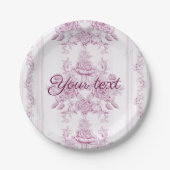 French chic,pink,toile,floral,pattern,victorian,Fl Pappteller (Vorderseite)