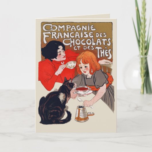 French Chocolate Party Steinlen Art Karte (Vorderseite)