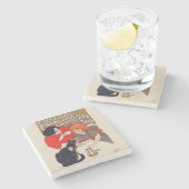 French Chocolate Party Steinlen Art Steinuntersetzer (Seitenansicht)