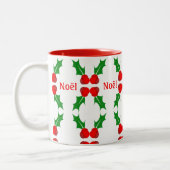 French Christmas Holly Two-Tone Coffee Tasse (Links)