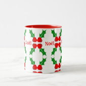French Christmas Holly Two-Tone Coffee Tasse (Mittel)