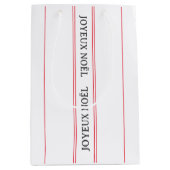 French Christmas Joyeux Noël Red Stripe Mittlere Geschenktüte (Vorderseite)
