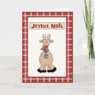 French Christmas Rudolf the Red Nose Reindeer Card Feiertagskarte
