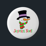 French Christmas Snowman Joyeux Weihnachten Button<br><div class="desc">Franzose Weihnachtsschneemann Joyeux Weihnachten-Taste. Sag frohe Weihnachten auf Französisch mit diesem niedlichen,  Cartoon Snowman. Ideal,  um Ihr französisches Erbe zu zeigen und jemandem frohe Weihnachten zu wünschen. Ideal für die Schule oder das Büro.</div>