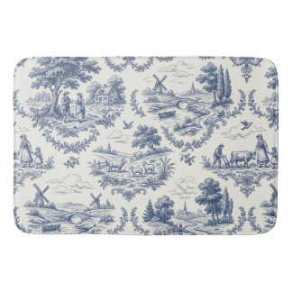 French Country - Blue & Cream Toile Countryside Badematte