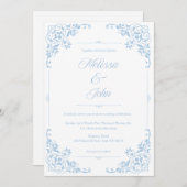 French Country Blue Filigree Wedding invitation Einladung (Vorne/Hinten)