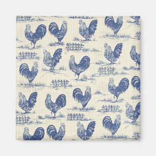 French Country Blue Roosters Kühlschrankmagnet