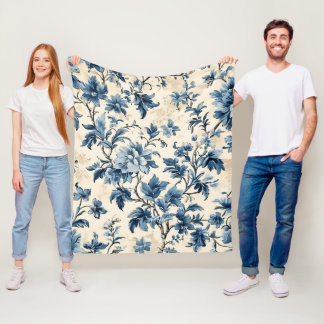 French Country Blue Toile Fleecedecke