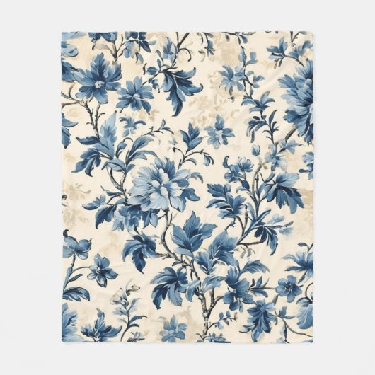 French Country Blue Toile Fleecedecke (Vorderseite)