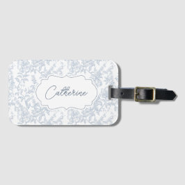 French Country Blue Toile Floral Lace Personalized Gepäckanhänger