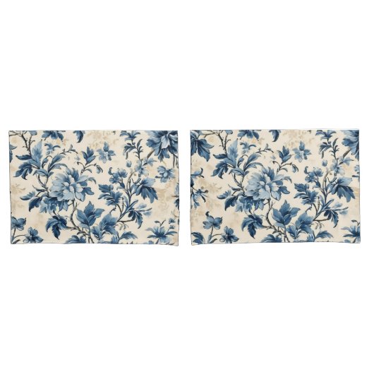 French Country Blue Toile Kissenbezug (Vorderseite-Set)