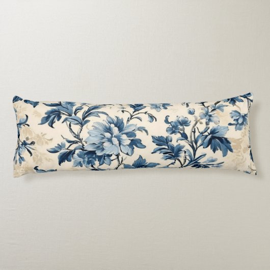 French Country Blue Toile Seitenschläferkissen (Rückseite)