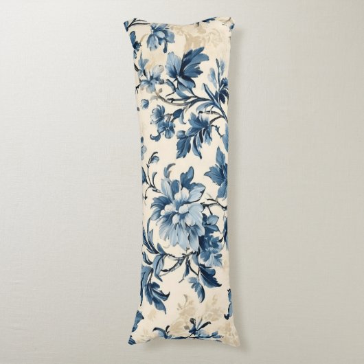 French Country Blue Toile Seitenschläferkissen (Vorderseite Vertikal)