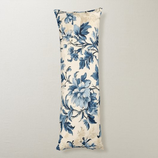 French Country Blue Toile Seitenschläferkissen (Rückseite (Vertikal))