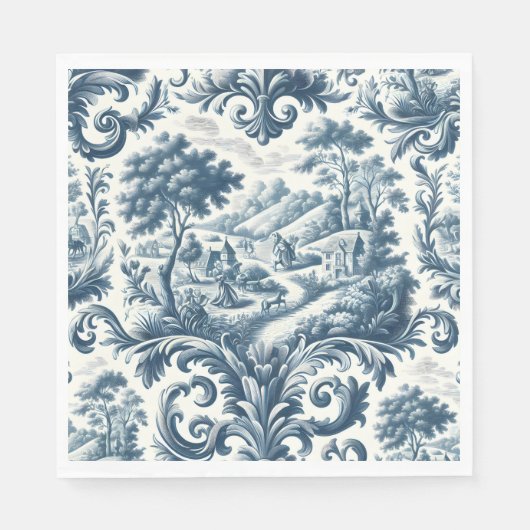 French Country Blue Toile Serviette (Vorderseite)