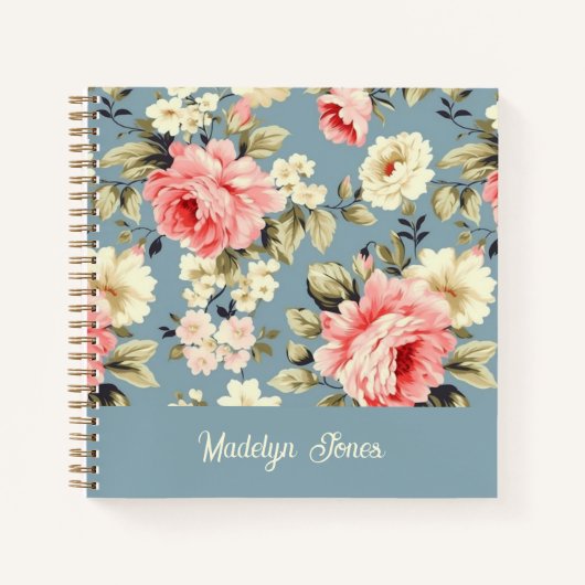 French Country Cottage Garden Flowers Custom Name Notizblock (Vorderseite)