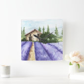 French Country Decor Lavender Fields Quadratische Wanduhr (Zuhause)