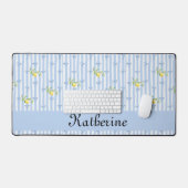 French Country Lemon – Blue Bow Name Pattern Schreibtischunterlage (Tastatur & Maus)