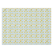 French Country Lemon Blue Floral Tile Pattern Tischdecke (Vorderseite (Horizontal))