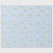 French Country Lemon – Blue Stripe Bow Pattern Geschenkpapier (Flach)