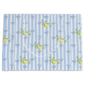 French Country Lemon – Blue Stripe Bow Pattern Große Geschenktüte (Vorderseite)