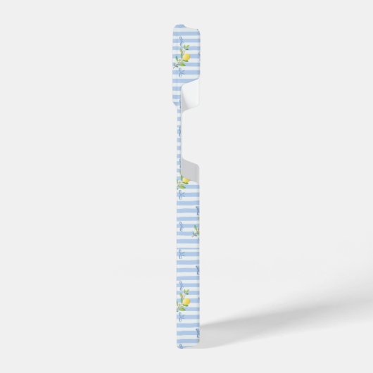 French Country Lemon – Blue Stripe Bow Pattern iPhone Hülle (Linke Seite)