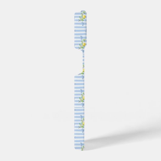French Country Lemon – Blue Stripe Bow Pattern iPhone Hülle (Rechte Seite)