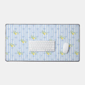 French Country Lemon – Blue Stripe Bow Pattern Schreibtischunterlage (Tastatur & Maus)