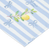 French Country Lemon – Blue Stripe Bow Pattern Tischdecke (Schrägansicht)