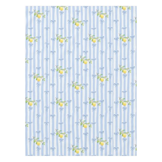 French Country Lemon – Blue Stripe Bow Pattern Tischdecke (Vorderseite)