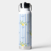 French Country Lemon  – Blue Stripe Bow Pattern Trinkflasche (Vorderseite)
