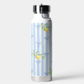French Country Lemon  – Blue Stripe Bow Pattern Trinkflasche (Links)