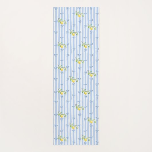 French Country Lemon – Blue Stripe Bow Pattern Yogamatte (Rückseite)
