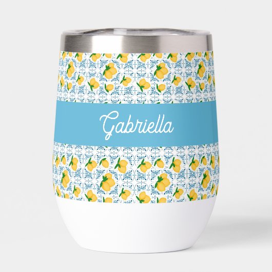 French Country Lemon Blue Tile Monogram (Rückseite)