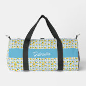 French Country Lemon Blue Tile Monogram Duffle Bag (Vorderseite)