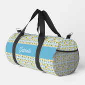 French Country Lemon Blue Tile Monogram Duffle Bag (Rechte Ecke)