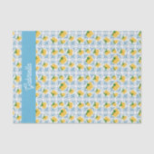 French Country Lemon Blue Tile Monogram Seidenpapier (Vorderseite)