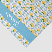 French Country Lemon Blue Tile Monogram Seidenpapier (Ausschnitt)