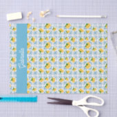 French Country Lemon Blue Tile Monogram Seidenpapier (Handwerk)