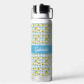 French Country Lemon Blue Tile Monogram Trinkflasche (Hinten)