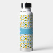 French Country Lemon Blue Tile Monogram Trinkflasche (rechts)
